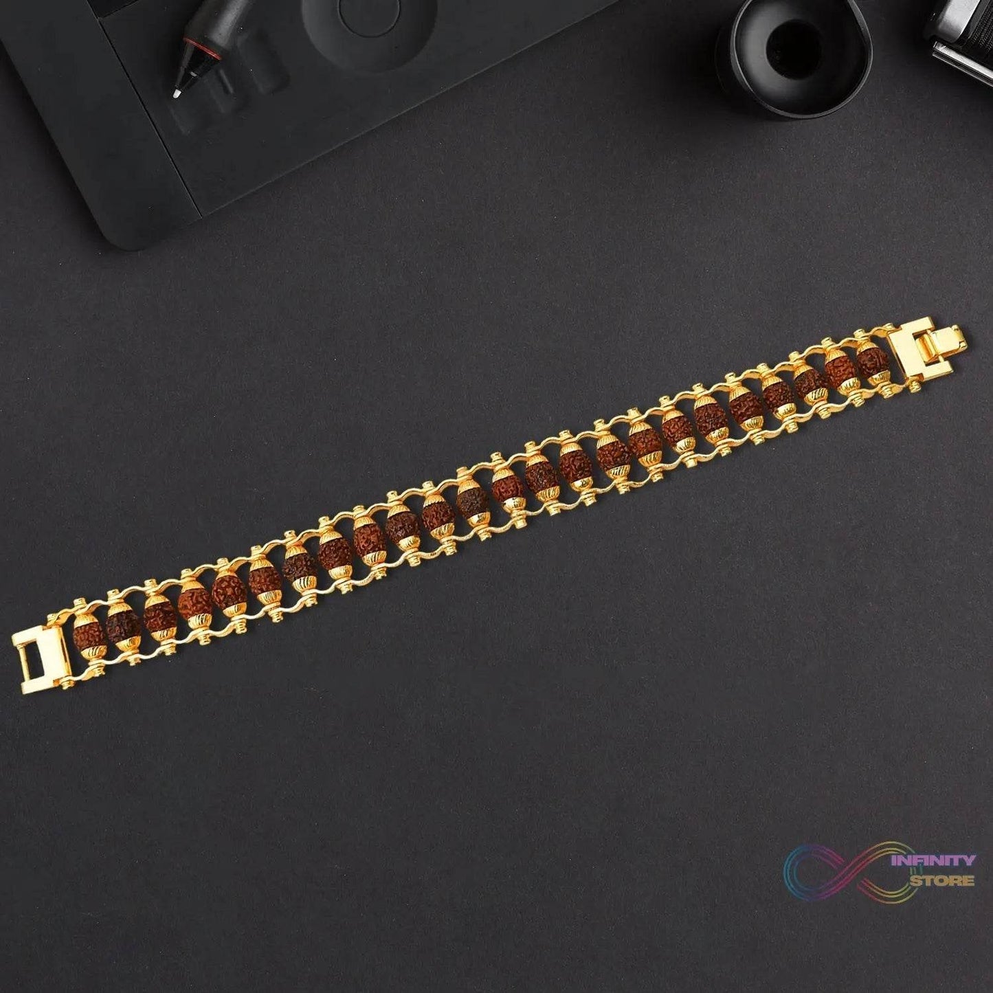 Golden Modern Rudraksha Bracelet (1 Pc) - infinityexculsivestore.com