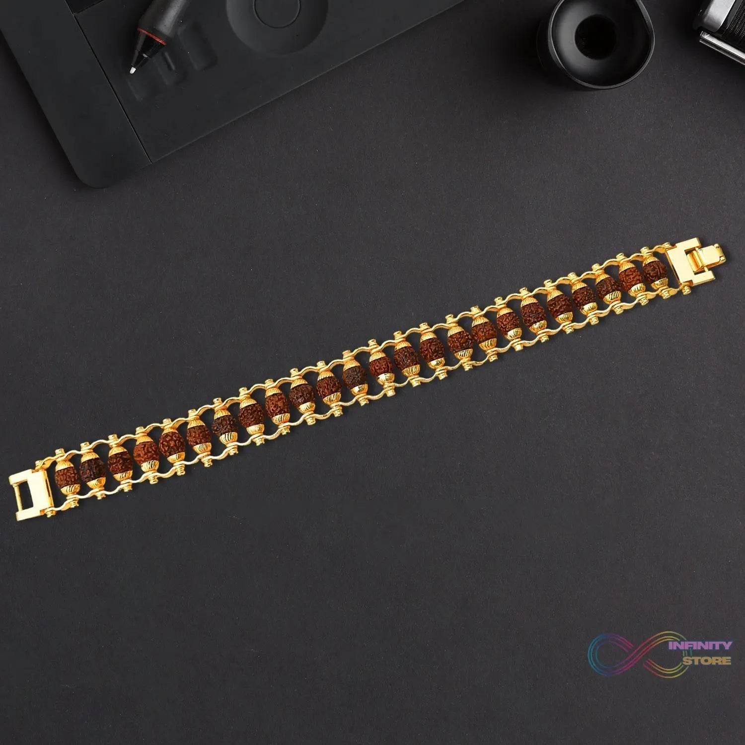 Golden Modern Rudraksha Bracelet (1 Pc) - infinityexculsivestore.com