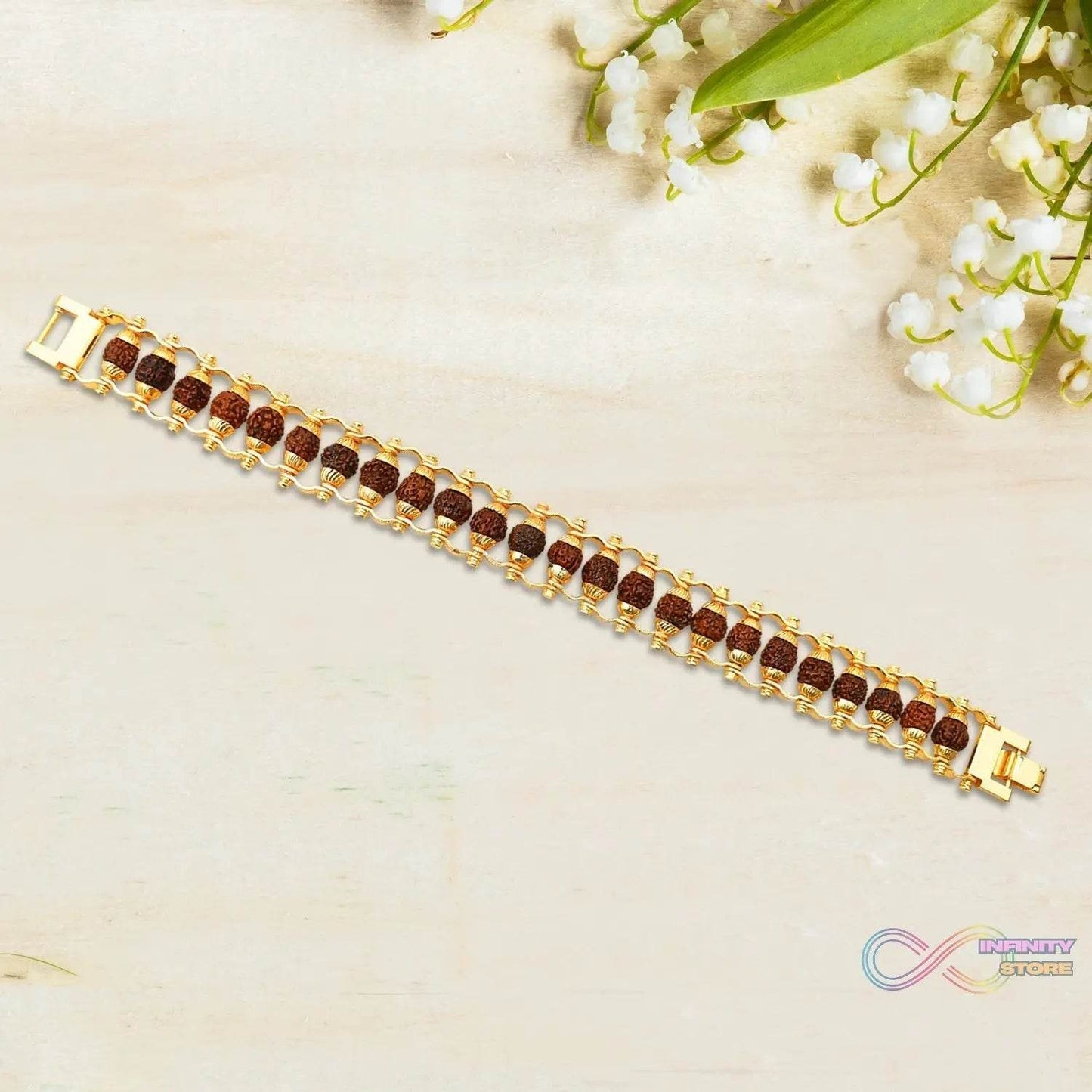 Golden Modern Rudraksha Bracelet (1 Pc) - infinityexculsivestore.com