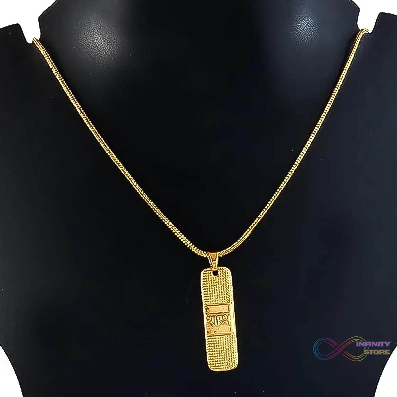 Golden Ram Naam Locket With Chain (1 Pc) - infinityexculsivestore.com