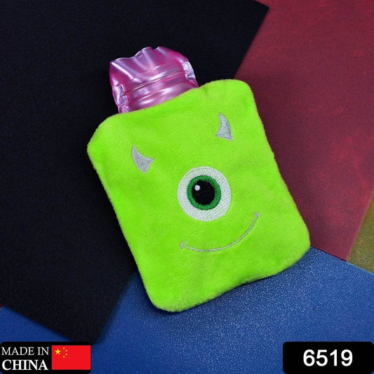Green One-Eyed Monster Print Small Hot Water Bag with Cover for Pain Relief - infinityexculsivestore.com