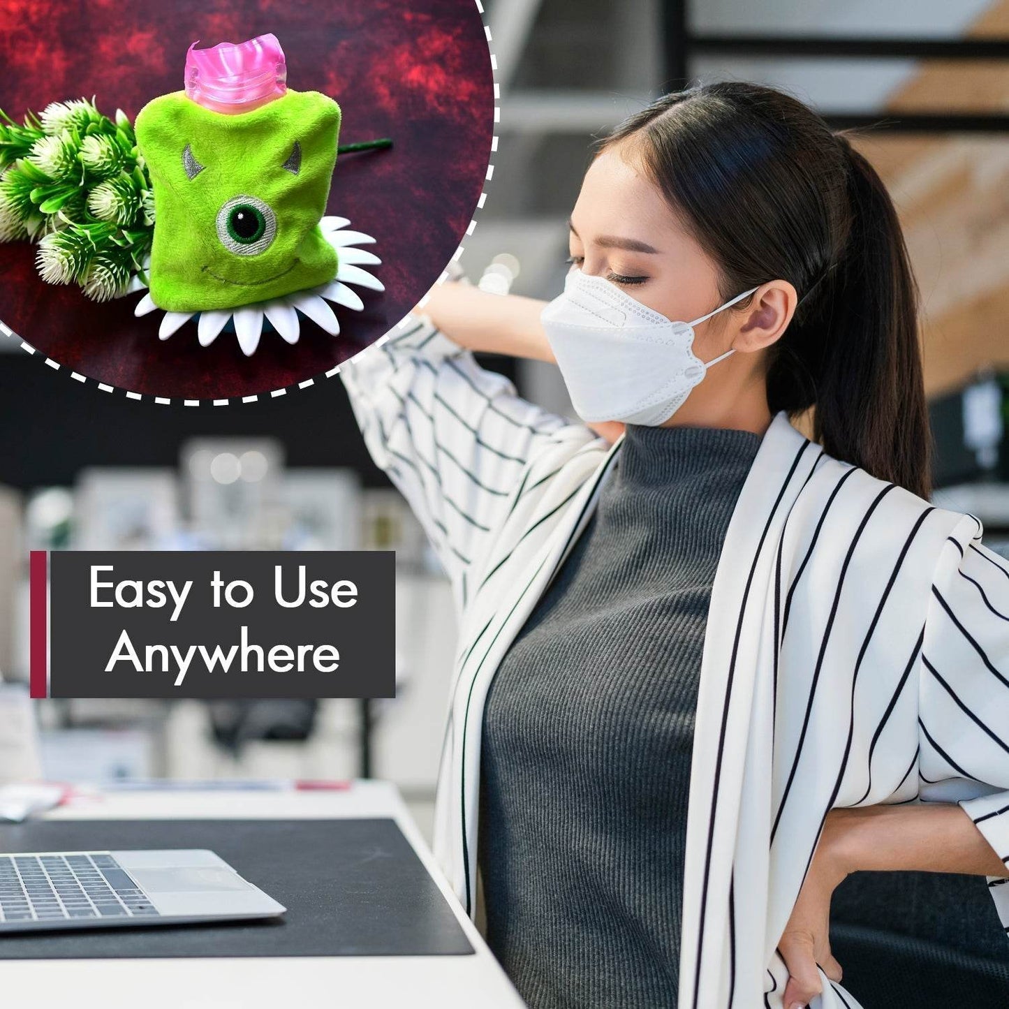 Green One-Eyed Monster Print Small Hot Water Bag with Cover for Pain Relief - infinityexculsivestore.com