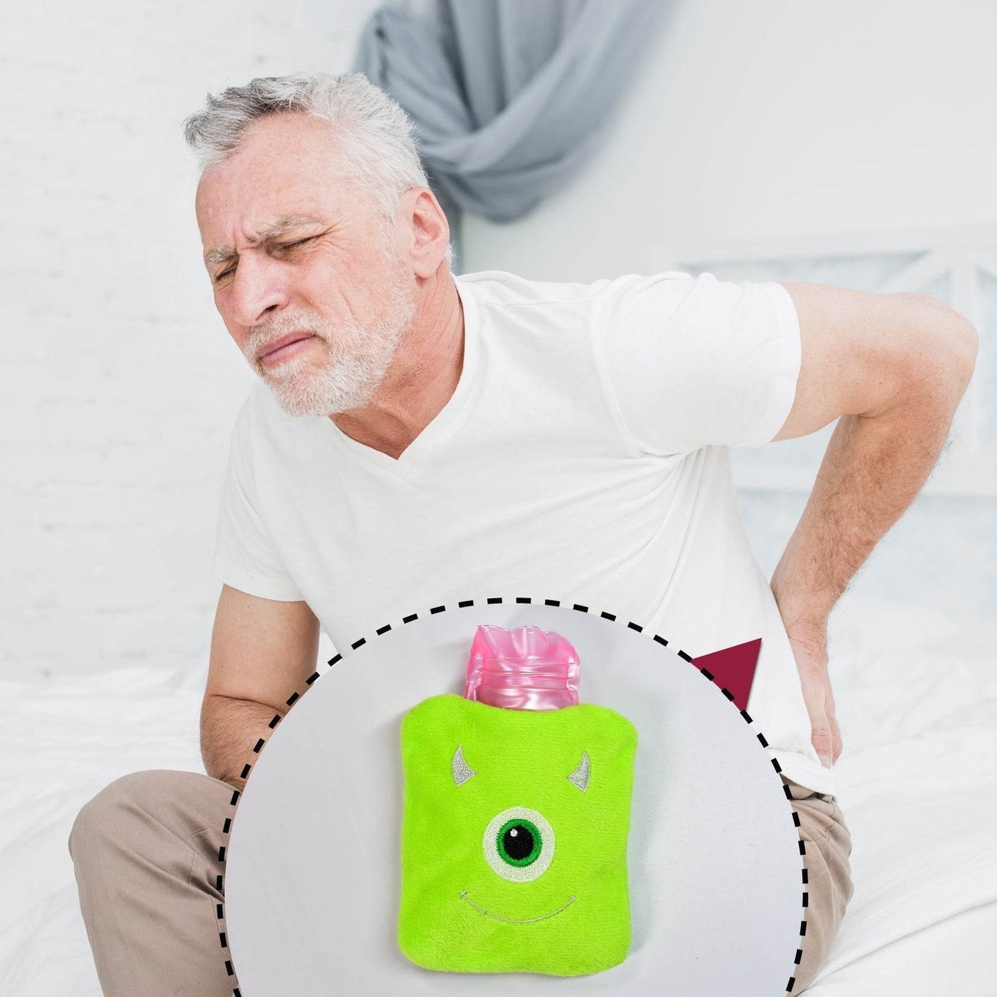 Green One-Eyed Monster Print Small Hot Water Bag with Cover for Pain Relief - infinityexculsivestore.com