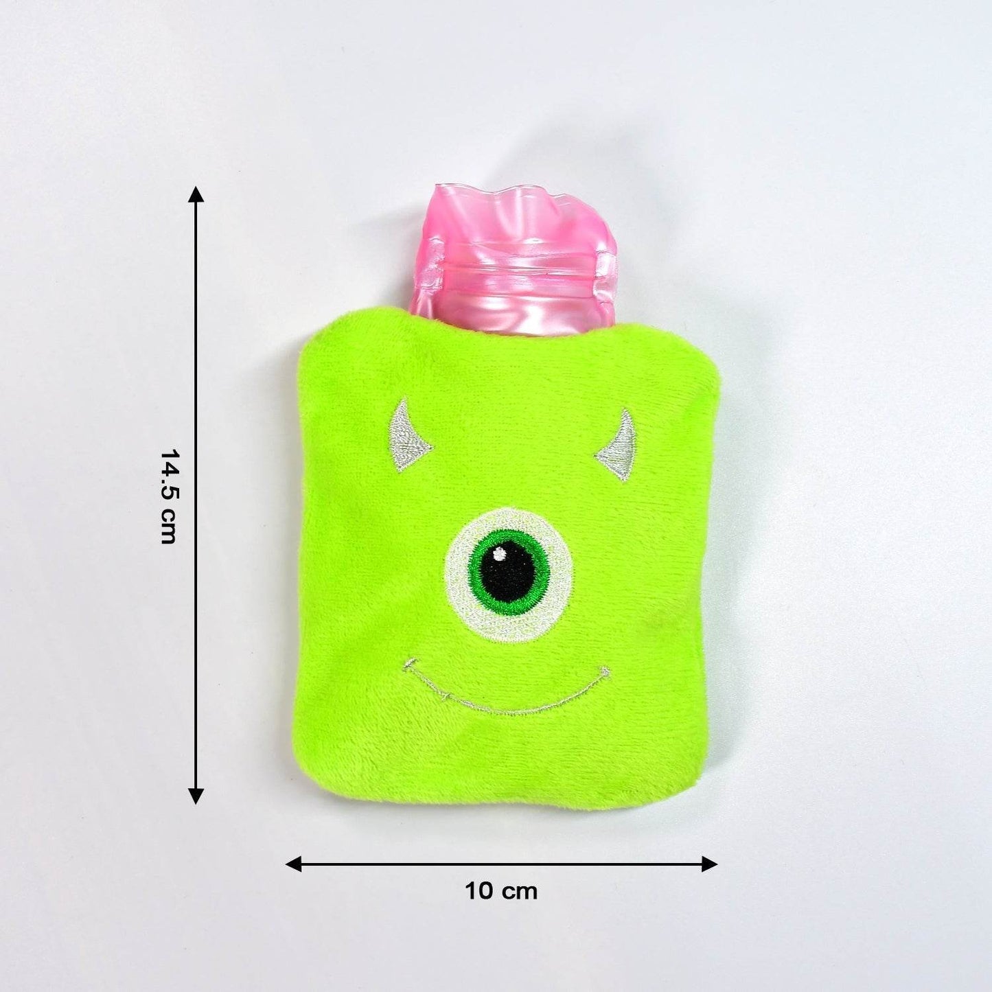 Green One-Eyed Monster Print Small Hot Water Bag with Cover for Pain Relief - infinityexculsivestore.com