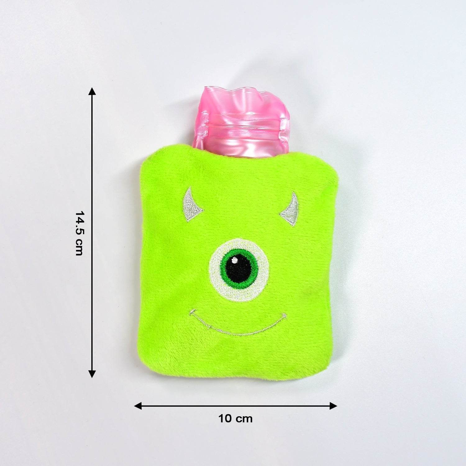 Green One-Eyed Monster Print Small Hot Water Bag with Cover for Pain Relief - infinityexculsivestore.com