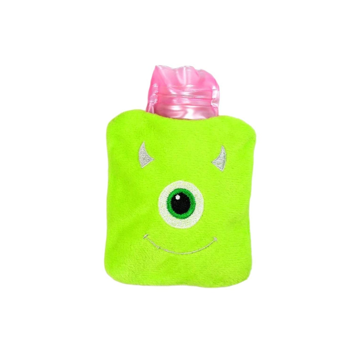 Green One-Eyed Monster Print Small Hot Water Bag with Cover for Pain Relief - infinityexculsivestore.com