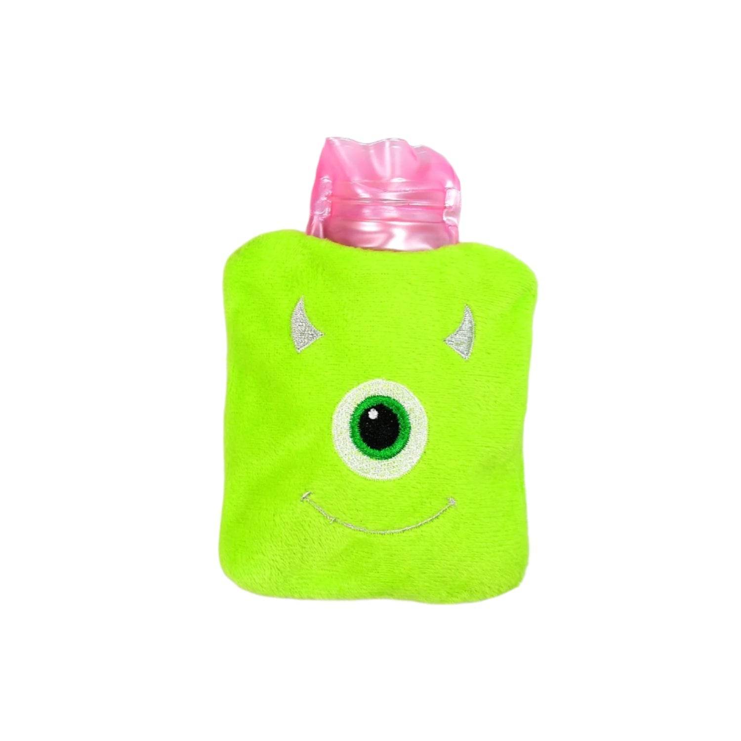 Green One-Eyed Monster Print Small Hot Water Bag with Cover for Pain Relief - infinityexculsivestore.com
