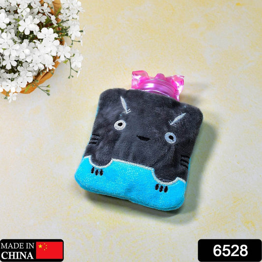 Grey Cat Print Small Hot Water Bag with Cover for Pain Relief - infinityexculsivestore.com