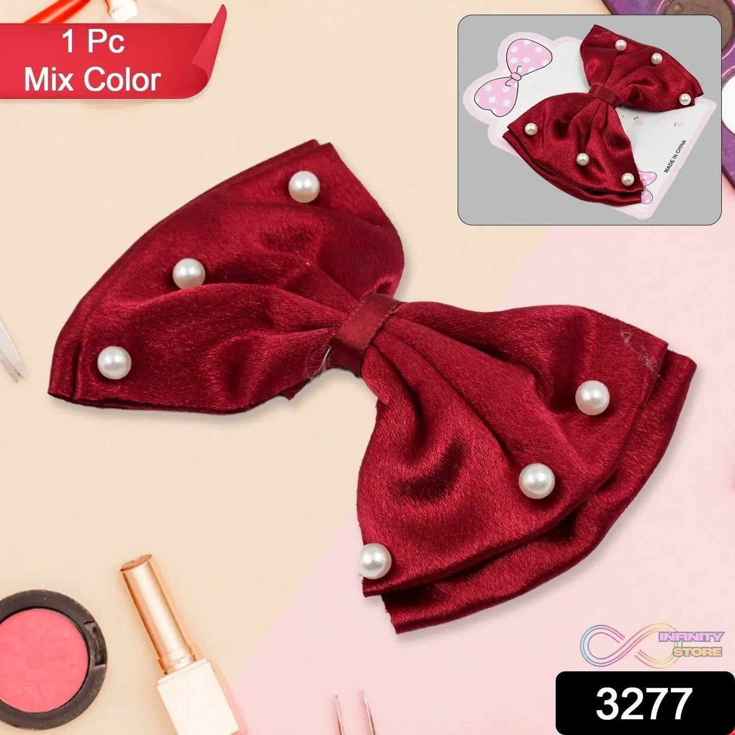 Hair Bow Knot Clip Suitable For Girls (1 Pc / Multicolour) - infinityexculsivestore.com