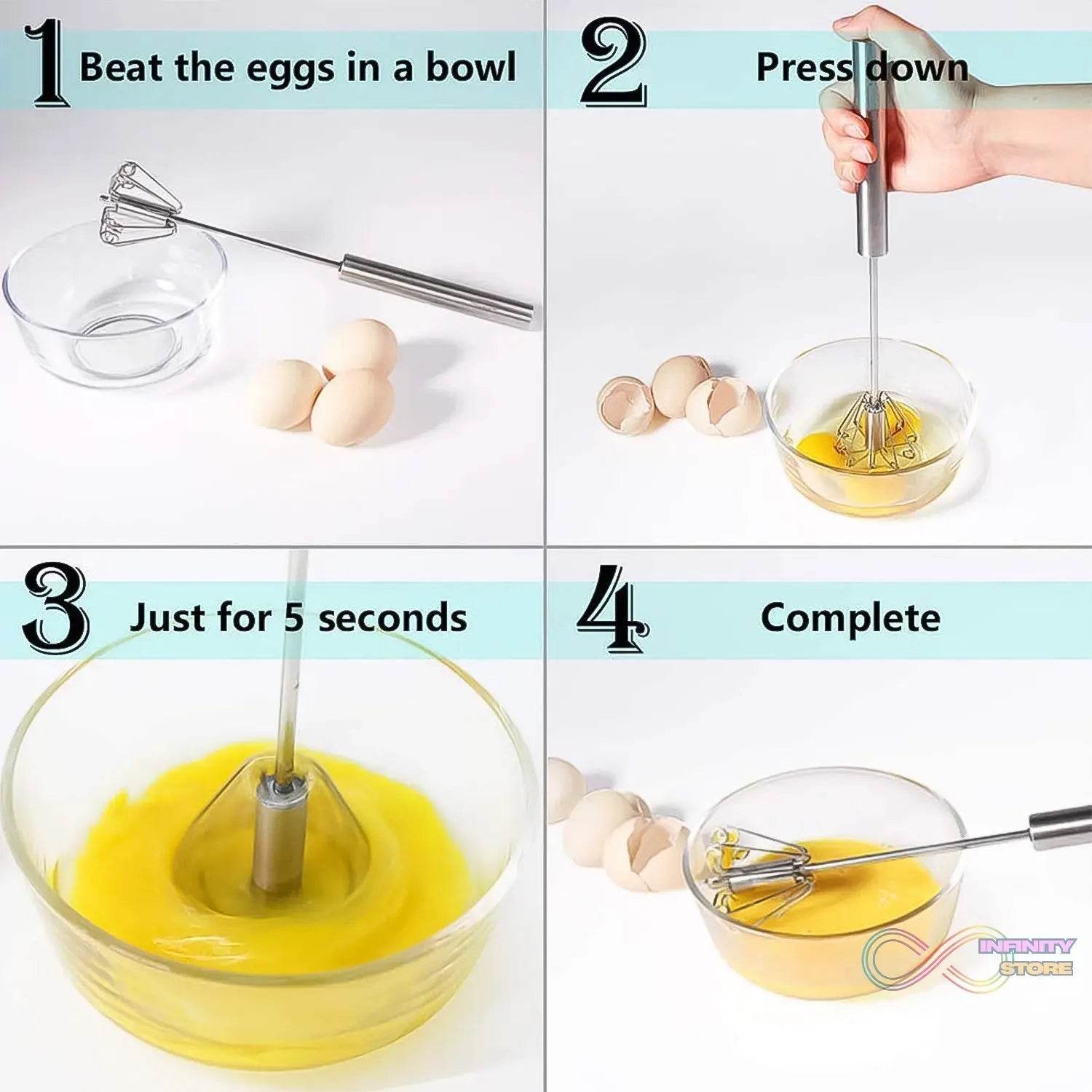 Hand Push Mixer, Egg Whisk, Stainless Steel Blender (1 Pc) - infinityexculsivestore.com