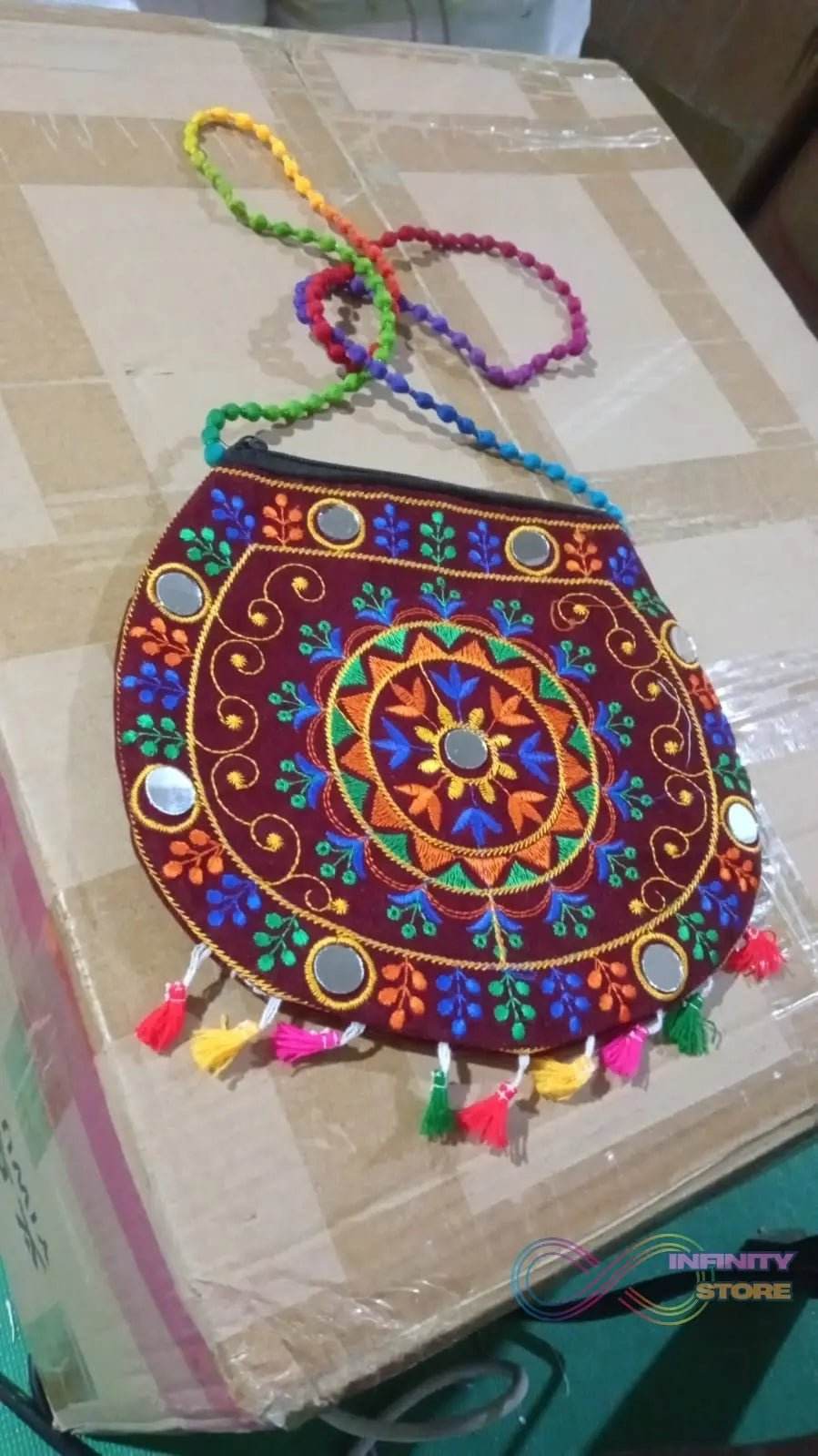 Handcrafted Cotton Embroidered Shoulder Bag / Purse for Girls & women (1 Pc / 9 Inch / Mix Desing) - infinityexculsivestore.com