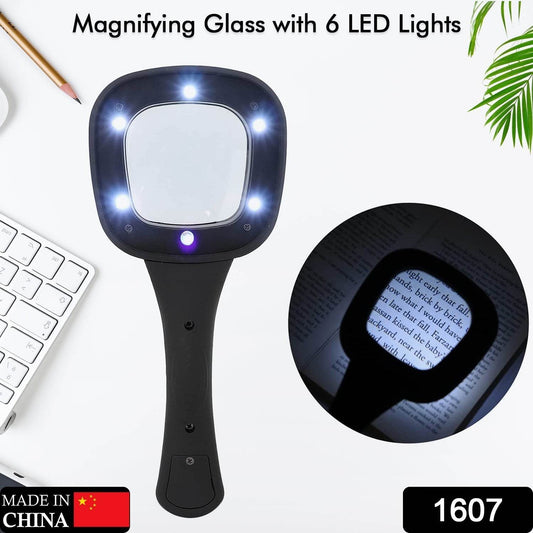 Handheld Magnifying Glass 6 LED Illuminated Lighted Magnifier for Seniors Reading, Soldering, Inspection, Coins, Jewelry, Exploring - infinityexculsivestore.com
