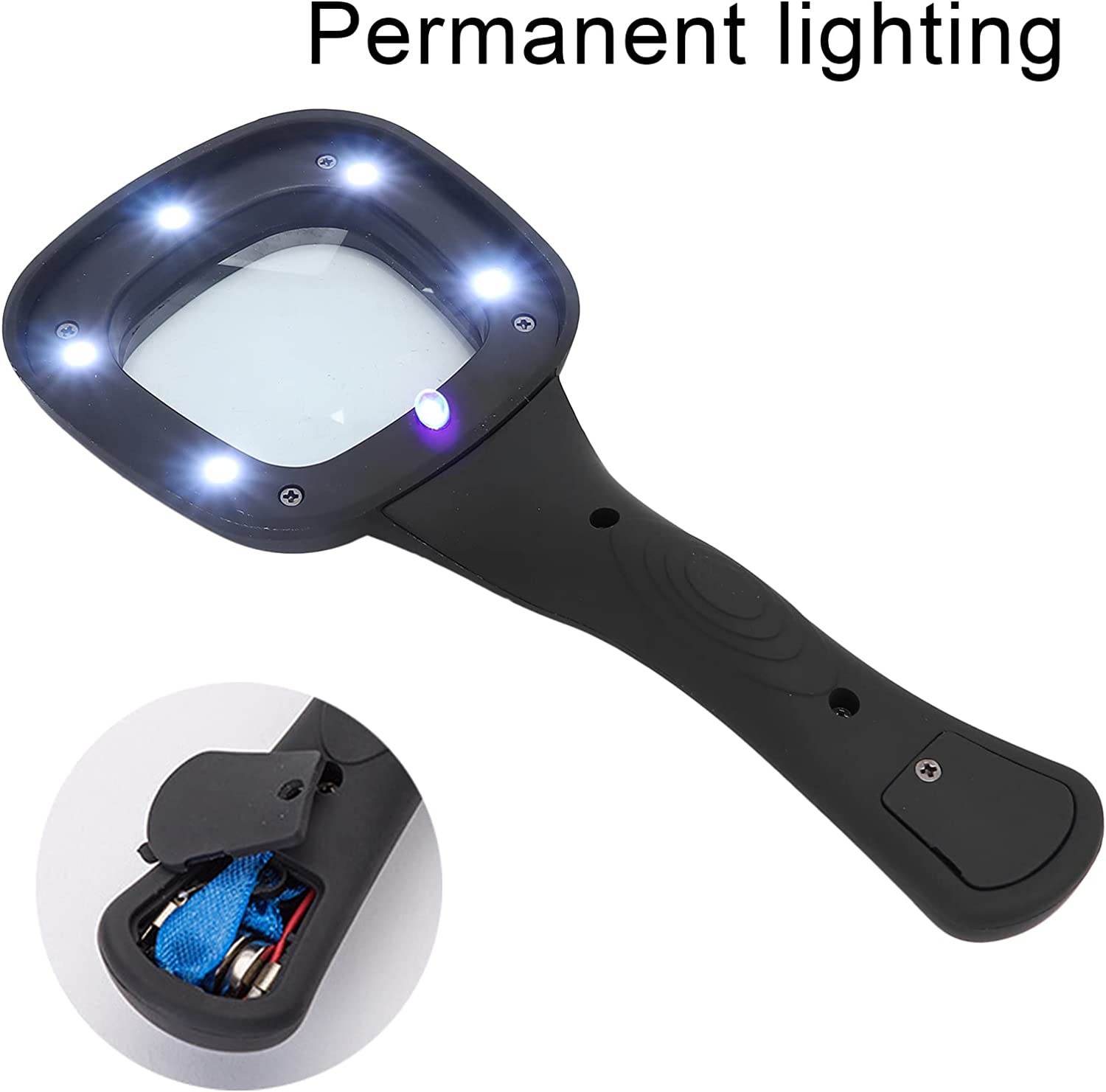 Handheld Magnifying Glass 6 LED Illuminated Lighted Magnifier for Seniors Reading, Soldering, Inspection, Coins, Jewelry, Exploring - infinityexculsivestore.com