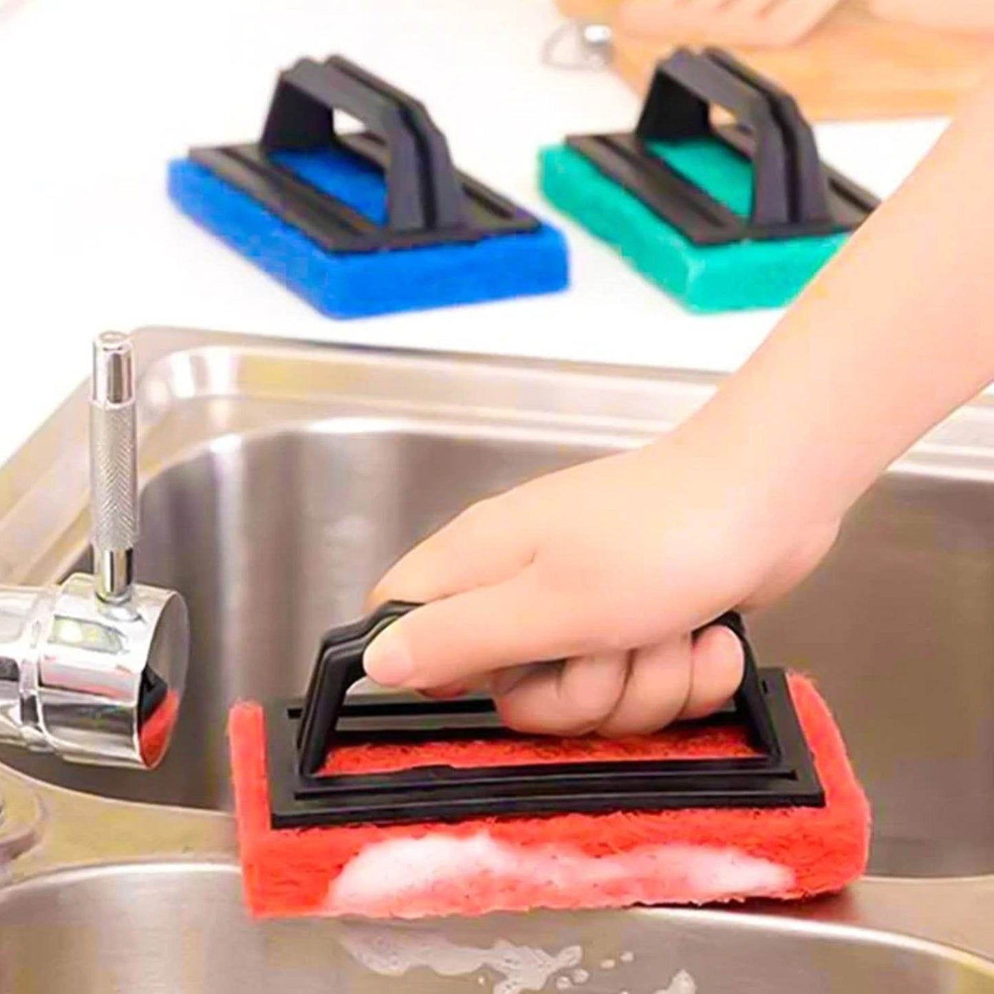 Handle Scrubber Brush widely used by all types of peoples for washing utensils and stuffs in all kinds of bathroom and kitchen places etc. - infinityexculsivestore.com
