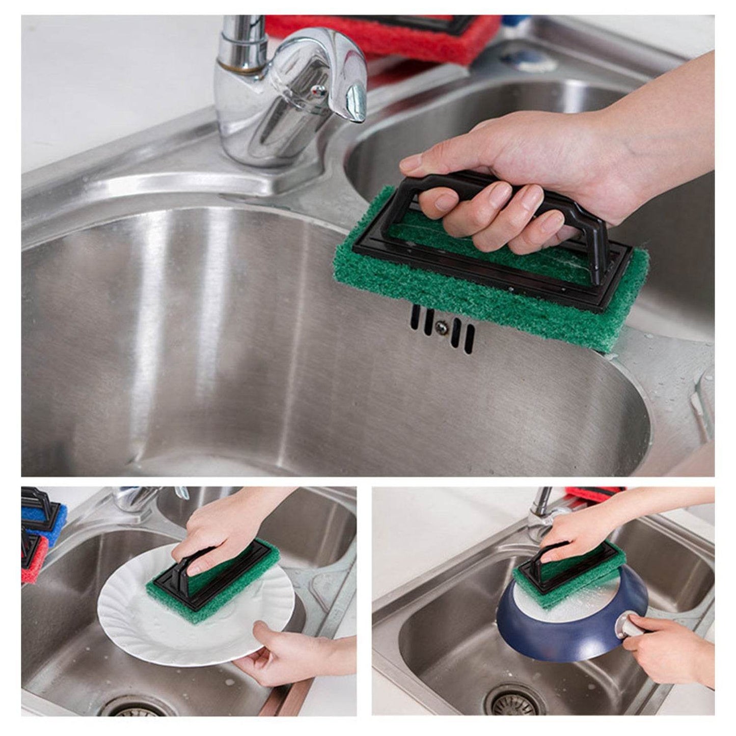 Handle Scrubber Brush widely used by all types of peoples for washing utensils and stuffs in all kinds of bathroom and kitchen places etc. - infinityexculsivestore.com