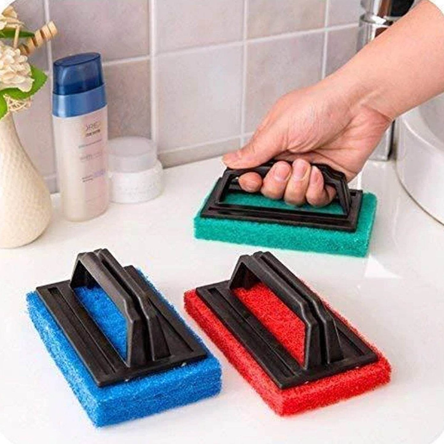 Handle Scrubber Brush widely used by all types of peoples for washing utensils and stuffs in all kinds of bathroom and kitchen places etc. - infinityexculsivestore.com
