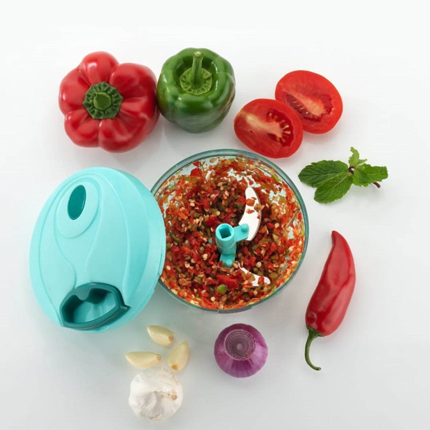 Handy Mini Plastic Vegetable Chopper Cutter, Onion Chopper Vegetables for Kitchen Accessories with 3 Blades - infinityexculsivestore.com