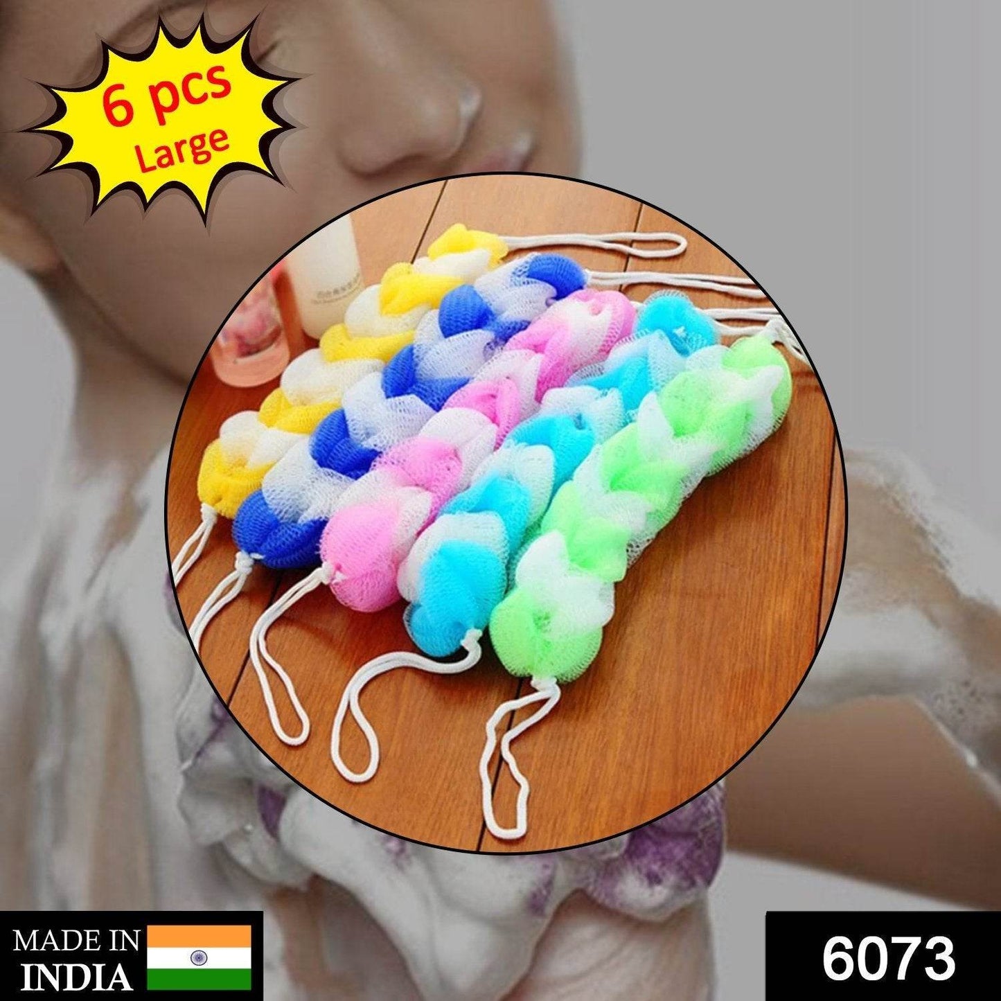 Hanging Bath Shower Long Loofah Sponge Pouf Body Scrubber (pack of 6) - infinityexculsivestore.com