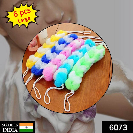 Hanging Bath Shower Long Loofah Sponge Pouf Body Scrubber (pack of 6) - infinityexculsivestore.com