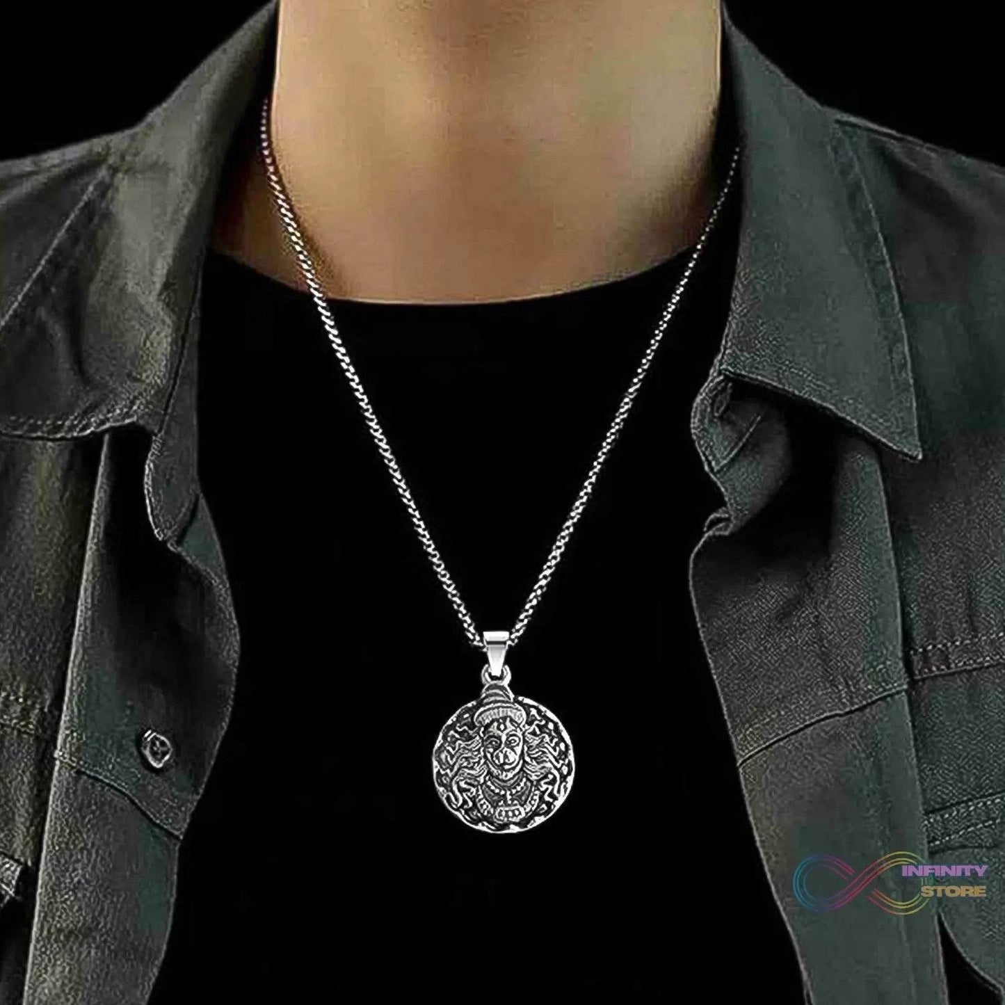 Hanuman Locket With Chain, Pendant Necklace Chain (1 Pc) - infinityexculsivestore.com