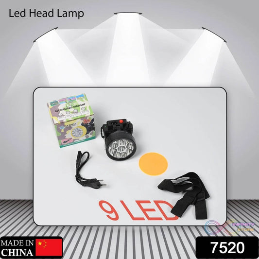 Head Lamp 9 Led Long Range Rechargeable Lamp Use For Farmers, Fishing - infinityexculsivestore.com