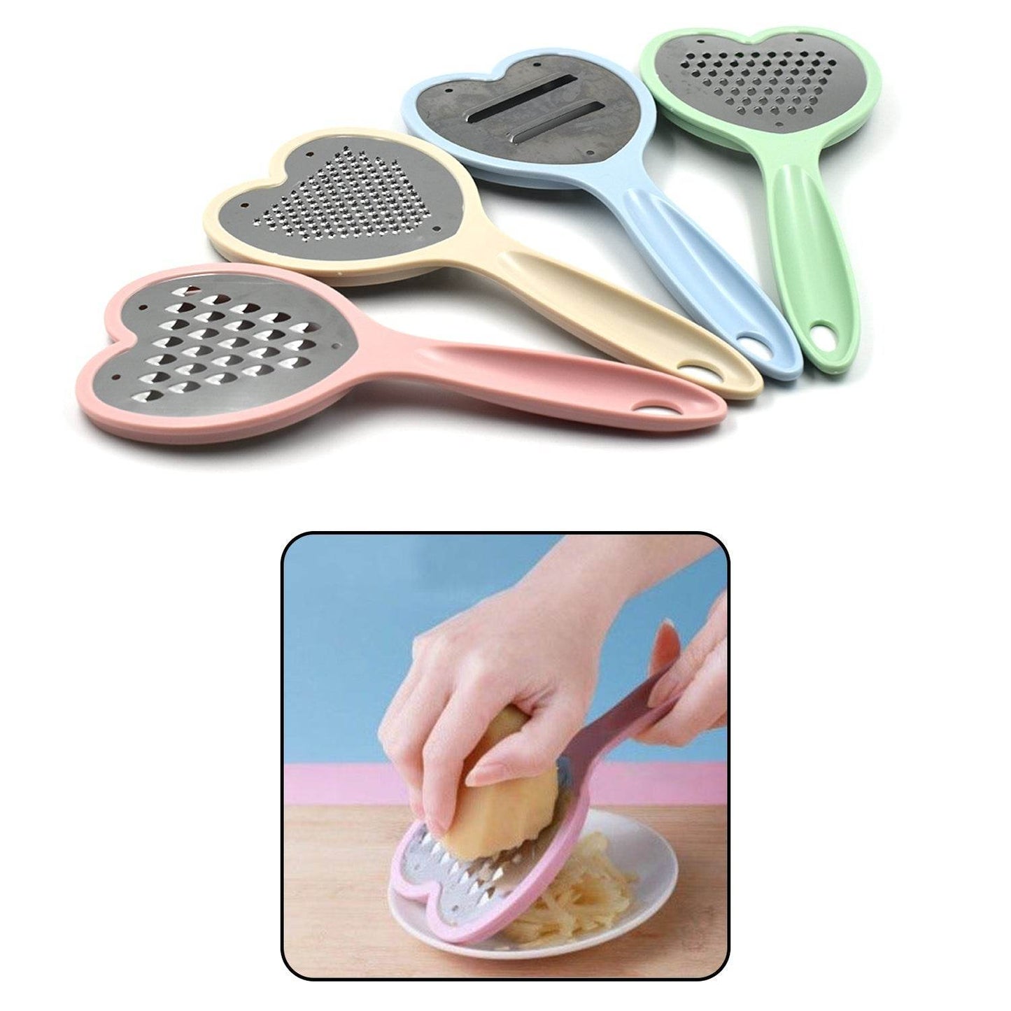 Heart Grater Set and Heart Grater Slicer Used Widely for Grating and Slicing of Fruits, Vegetables, Cheese Etc. Including All Kitchen Purposes. - infinityexculsivestore.com