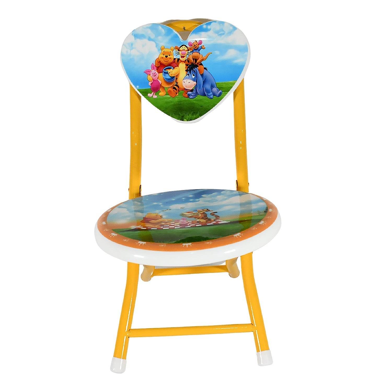 Heart Shape Kids Chair Cartoon Printed Foldable Kids / Children Folding Chair for Playrooms, Schools, Daycares, and Home. Metal and Fibre Body Picnic Beach Camping Chair (1 Pc) - infinityexculsivestore.com