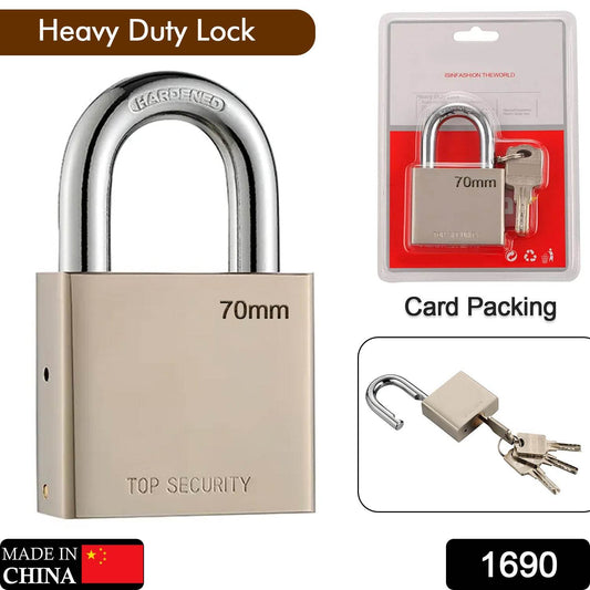 Heavy Steel Premium Square Padlock 70mm With 4 Keys | Multipurpose Hardened Shackle Padlock for Door, Gate, Shutter and Home - infinityexculsivestore.com