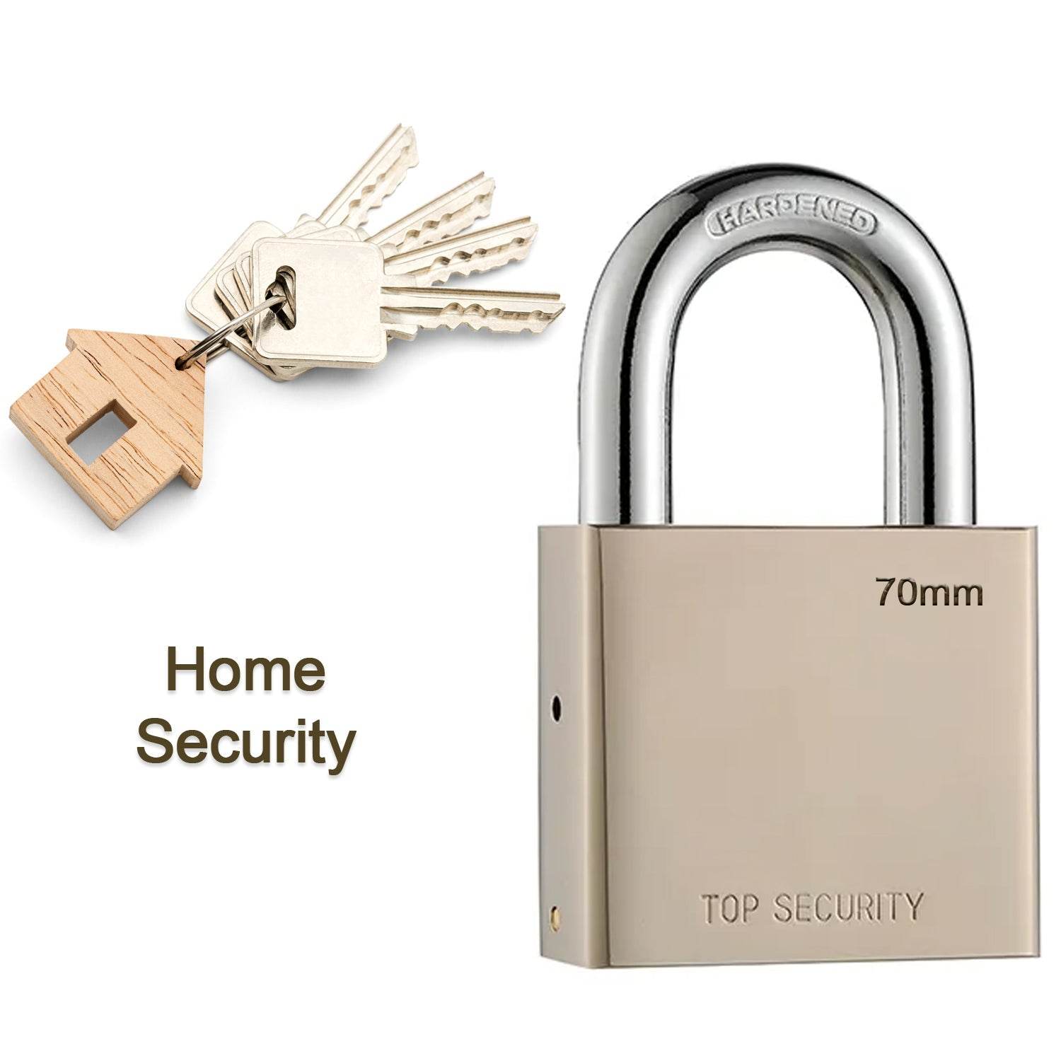 Heavy Steel Premium Square Padlock 70mm With 4 Keys | Multipurpose Hardened Shackle Padlock for Door, Gate, Shutter and Home - infinityexculsivestore.com