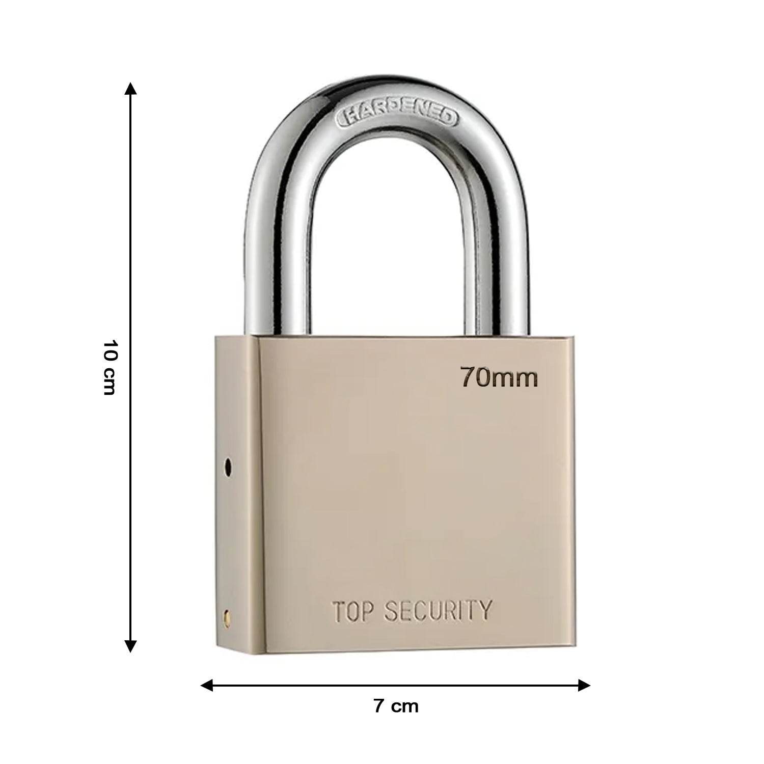 Heavy Steel Premium Square Padlock 70mm With 4 Keys | Multipurpose Hardened Shackle Padlock for Door, Gate, Shutter and Home - infinityexculsivestore.com