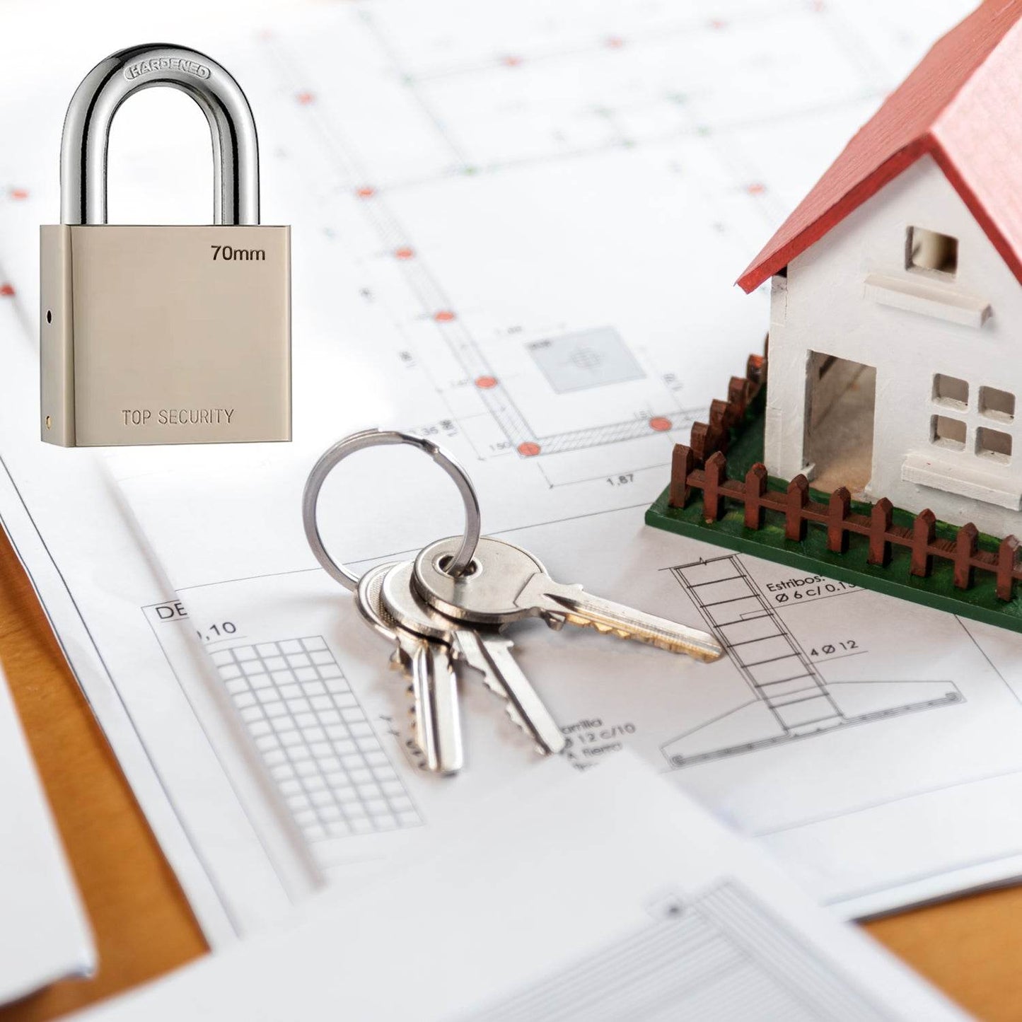 Heavy Steel Premium Square Padlock 70mm With 4 Keys | Multipurpose Hardened Shackle Padlock for Door, Gate, Shutter and Home - infinityexculsivestore.com