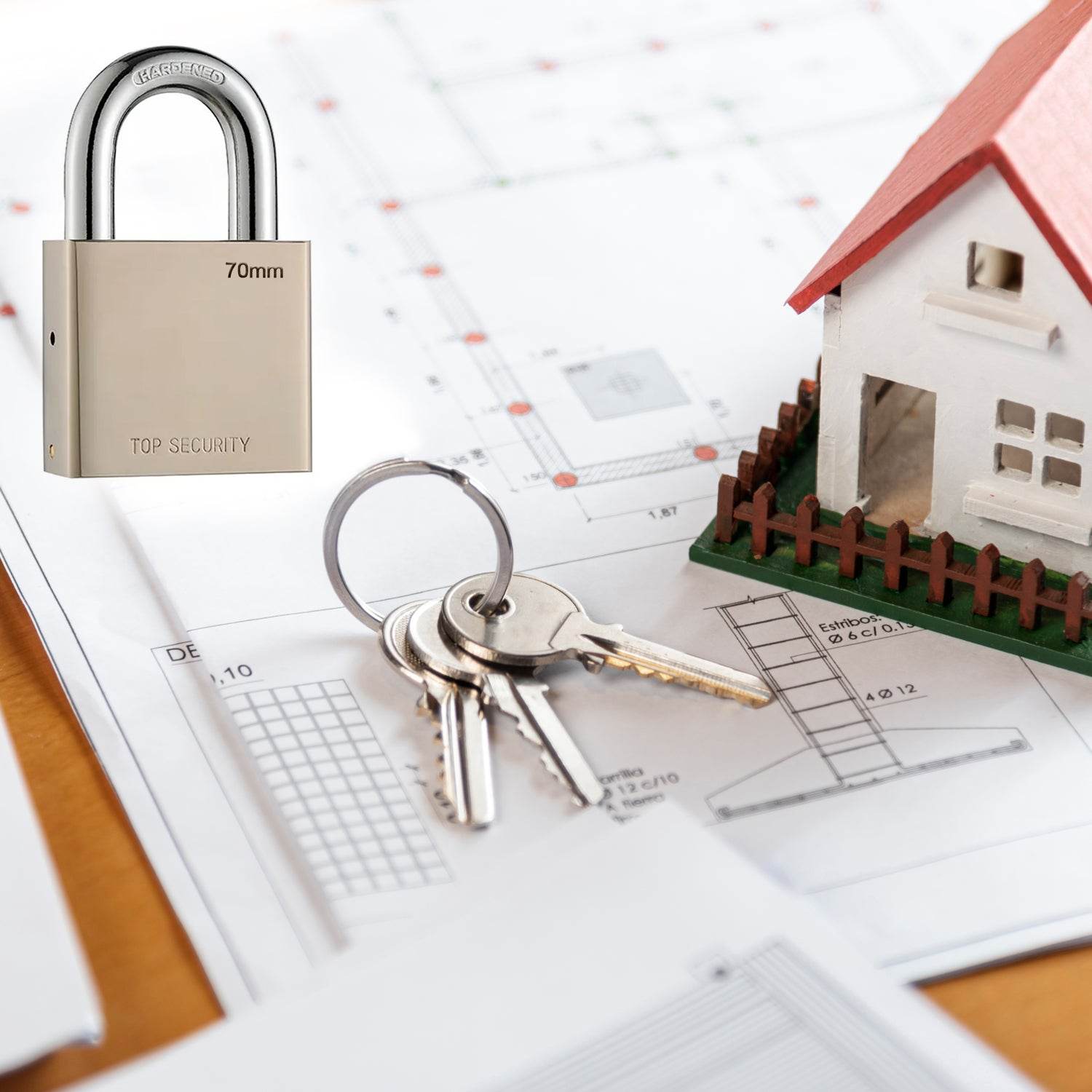 Heavy Steel Premium Square Padlock 70mm With 4 Keys | Multipurpose Hardened Shackle Padlock for Door, Gate, Shutter and Home - infinityexculsivestore.com