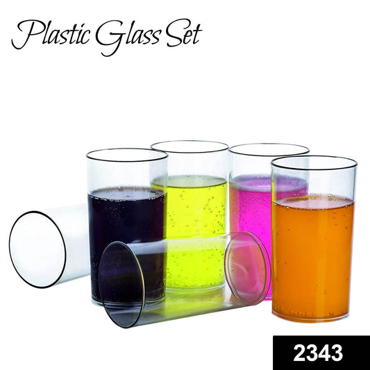 Heavy unbreakable Stylish Plastic Clear look fully Transparent Glasses Set 330ml (6pcs) - infinityexculsivestore.com
