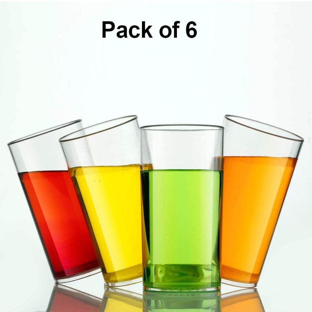 Heavy unbreakable Stylish Plastic Clear look fully Transparent Glasses Set 330ml (6pcs) - infinityexculsivestore.com