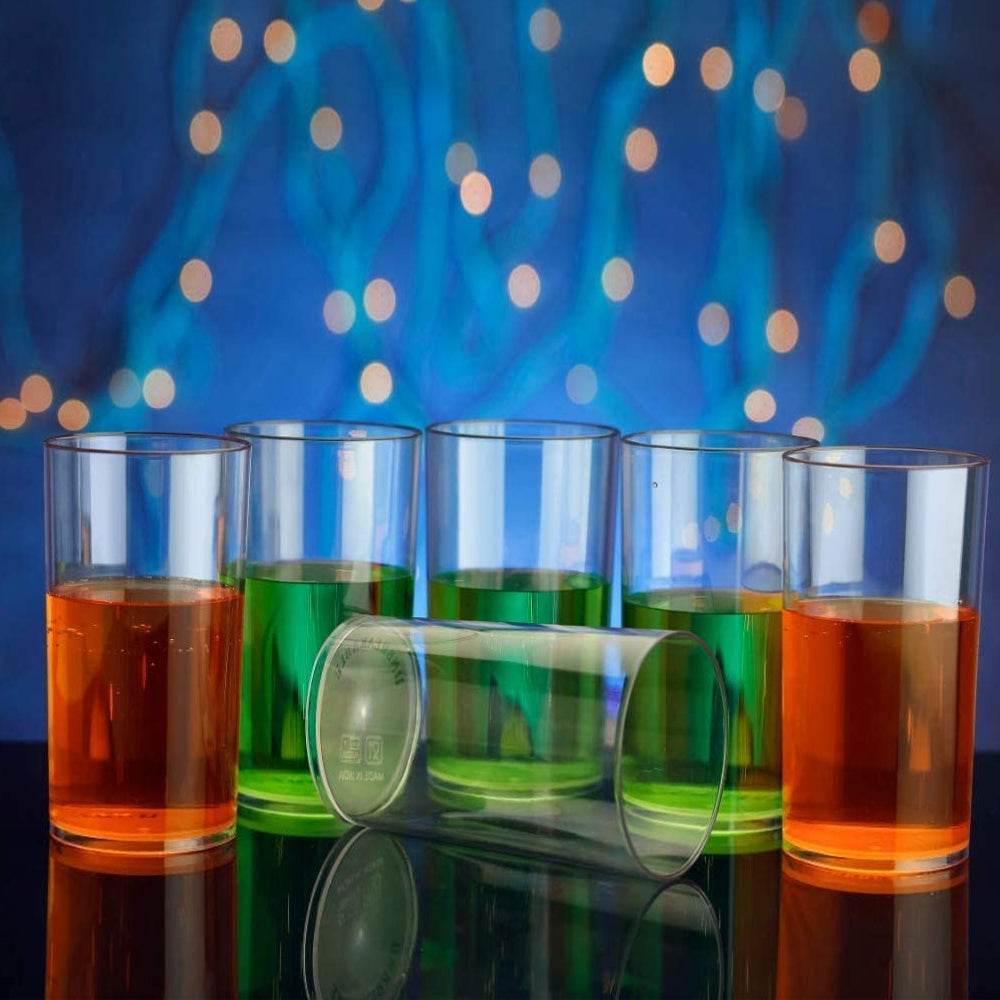 Heavy unbreakable Stylish Plastic Clear look fully Transparent Glasses Set 330ml (6pcs) - infinityexculsivestore.com
