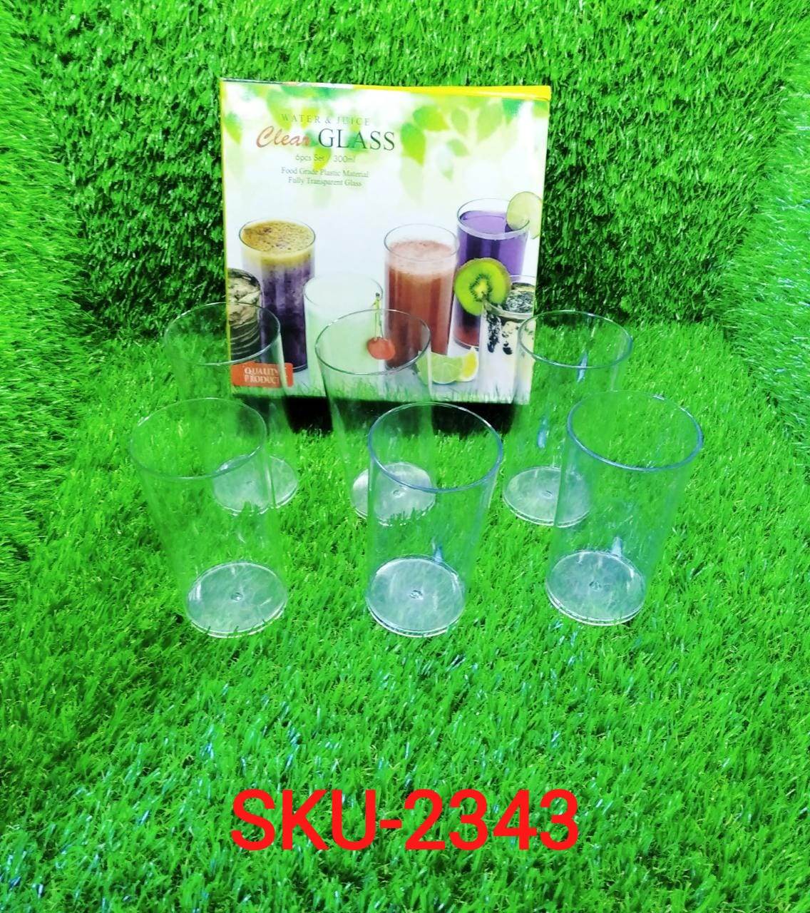 Heavy unbreakable Stylish Plastic Clear look fully Transparent Glasses Set 330ml (6pcs) - infinityexculsivestore.com