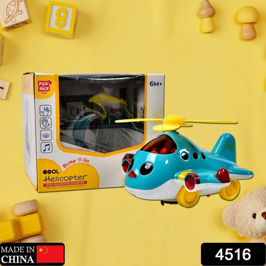 Helicopter Airplane Musical Toy - Electronic Moving Plane with Lights, for 6-18 Months, Encourages Crawling - infinityexculsivestore.com
