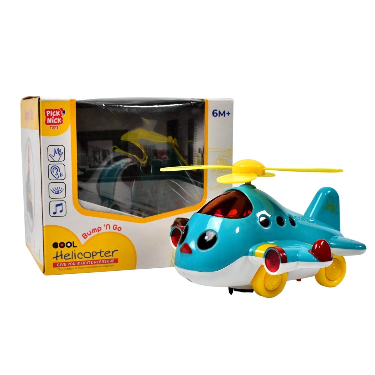 Helicopter Airplane Musical Toy - Electronic Moving Plane with Lights, for 6-18 Months, Encourages Crawling - infinityexculsivestore.com