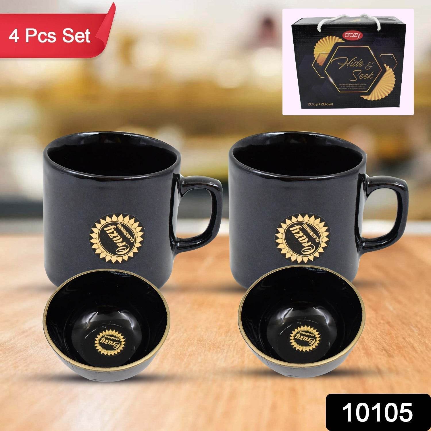 Hide & Seek Ceramic Tea / cups With Round Serving Bowl (4 Pcs set) - infinityexculsivestore.com
