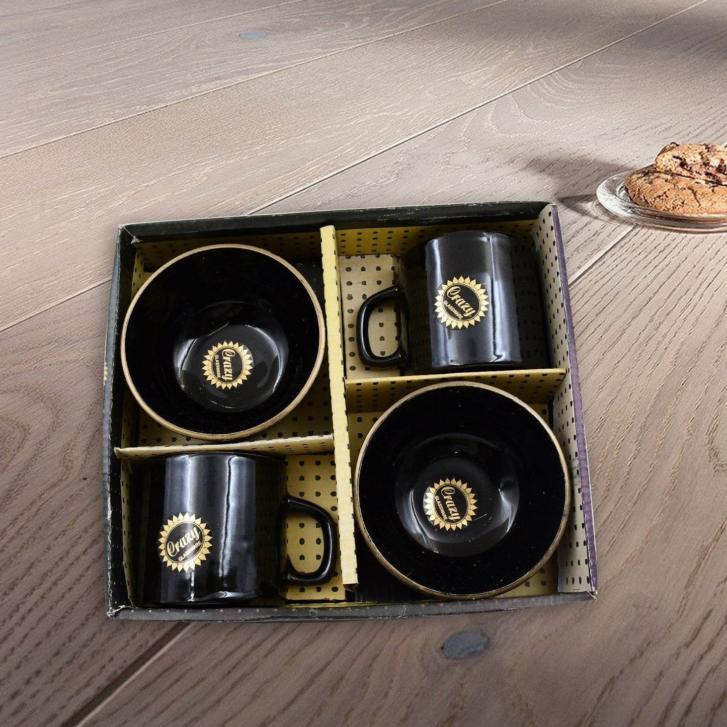Hide & Seek Ceramic Tea / cups With Round Serving Bowl (4 Pcs set) - infinityexculsivestore.com