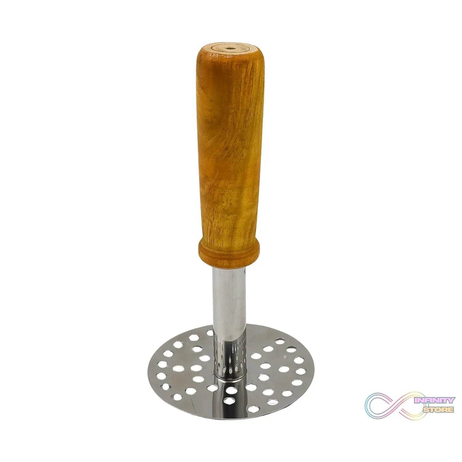 High Grade Stainless Steel Potato Masher Paubhaji / Pav Bhaji Masher with Wooden handle (1 Pc) - infinityexculsivestore.com