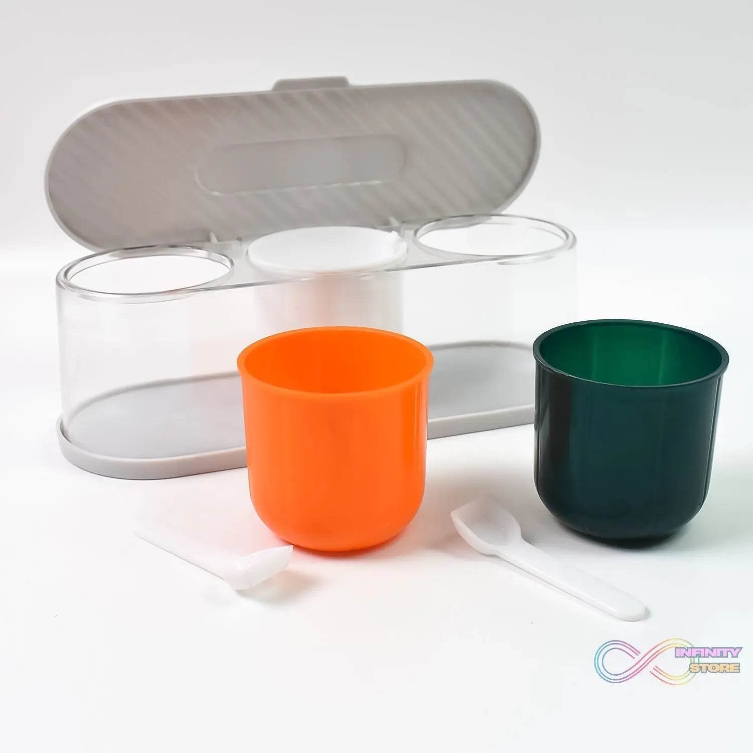 Home Kitchen 3 Grid Seasoning Spice / Masala Box Kit with Spoon (Multicolor / 1 Set) - infinityexculsivestore.com