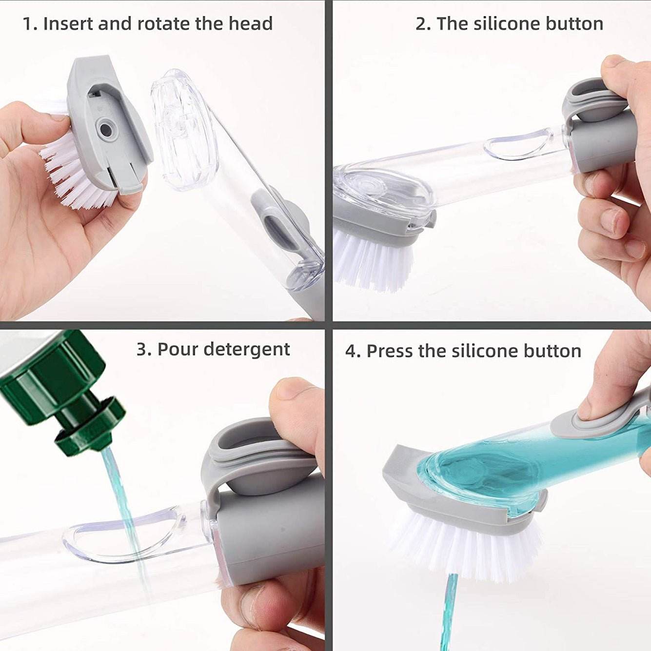 Home & Kitchen Cleaning Brushes, Scrubber, Soap Dispenser Scrub Brush for Pans Pots and Bathtub Sink (2 In 1) - infinityexculsivestore.com