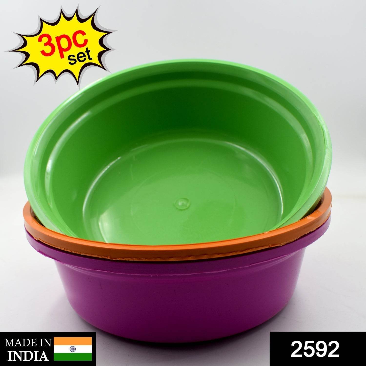 Household Storage Plastic Round Bowl / Tub / Basket / Bucket set - Pack of 3 - infinityexculsivestore.com