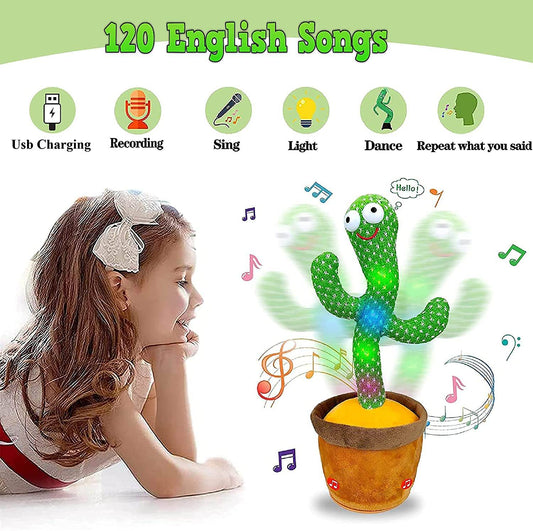 INDIA TOY Epiken TikTok Dancing Cactus Plush Toy USB Charging,Sing 120pcs Songs,Recording,Repeats What You say and emit Colored Lights,Gifts of Fun Toys - infinityexculsivestore.com