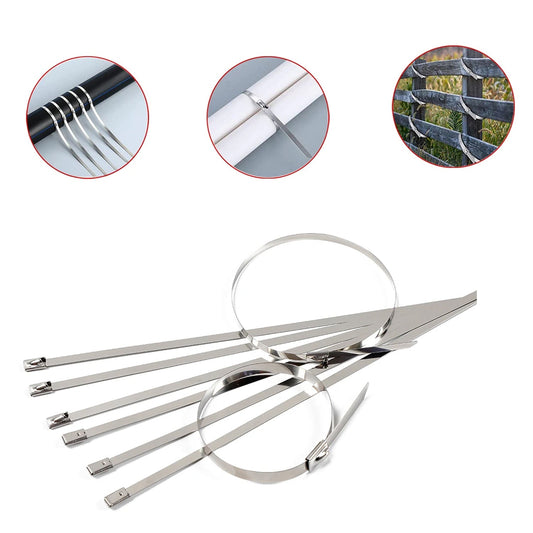 Stainless Steel Cable TIE Used for Solar, Industrial and Home Improvement Multipurpose HIGH Strength, Self - Locking Zip Ties, Multi - purpose Tie, Portable Rustproof 100Pcs Wide Application Zip Tie Set for Building (100 pcs Set / 4.6x200MM) - infinityexculsivestore.com