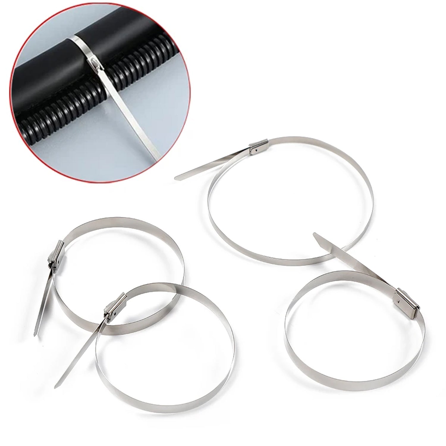 Stainless Steel Cable TIE Used for Solar, Industrial and Home Improvement Multipurpose HIGH Strength, Self - Locking Zip Ties, Multi - purpose Tie, Portable Rustproof 100Pcs Wide Application Zip Tie Set for Building (4.6x100MM / 100 pcs Set) - infinityexculsivestore.com