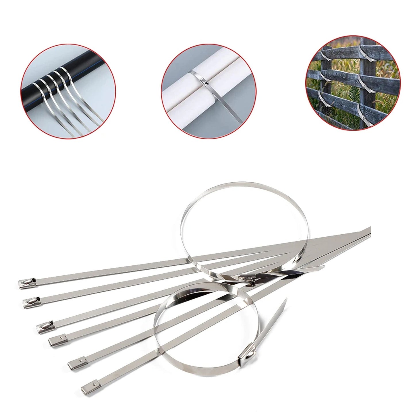 Stainless Steel Cable TIE Used for Solar, Industrial and Home Improvement Multipurpose HIGH Strength, Self - Locking Zip Ties, Multi - purpose Tie, Portable Rustproof 100Pcs Wide Application Zip Tie Set for Building (4.6x100MM / 100 pcs Set) - infinityexculsivestore.com
