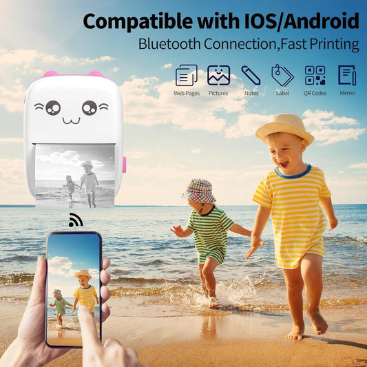 Inkless Wireless Thermal Printer (Black & White) | Portable Ink Free Printer for Android & iOS | 1200mAh Rechargeable Battery - infinityexculsivestore.com