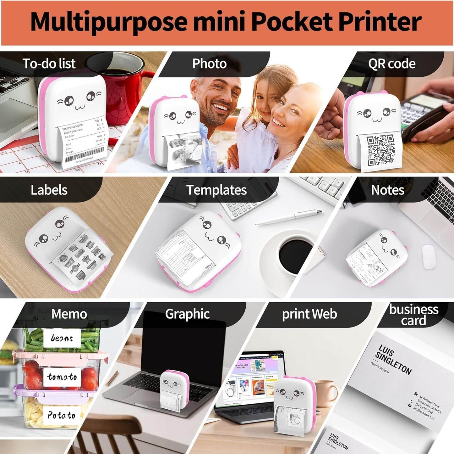 Inkless Wireless Thermal Printer (Black & White) | Portable Ink Free Printer for Android & iOS | 1200mAh Rechargeable Battery - infinityexculsivestore.com